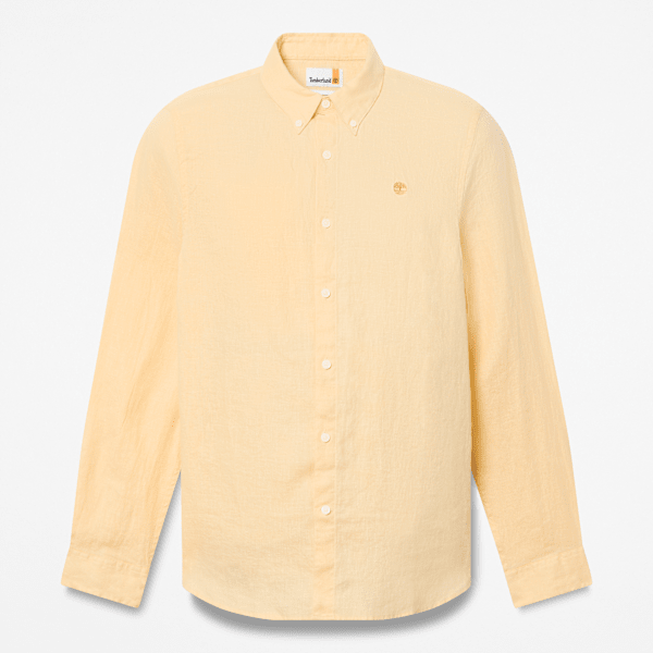 Timberland Mill Brook Linen Shirt For Men In Yellow Size Xl