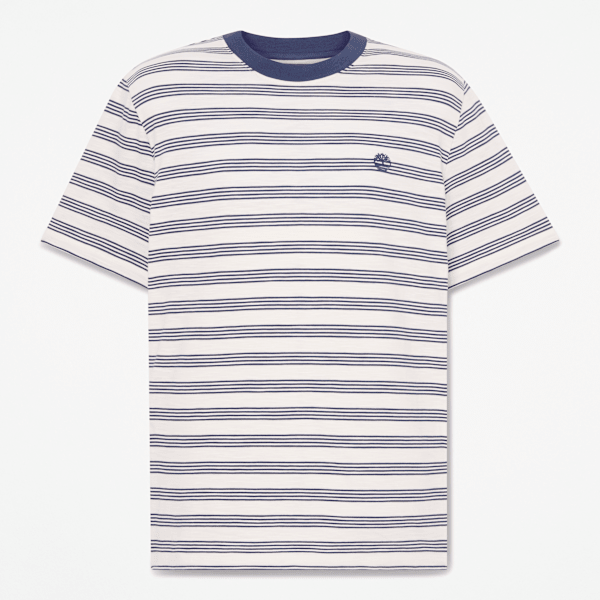 Timberland - Striped Short-Sleeve T-Shirt for Men in White/Dark Blue