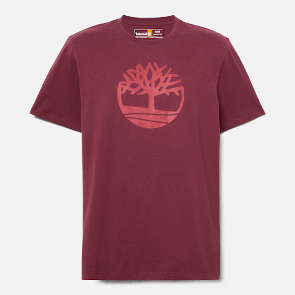 Timberland - T-shirt a Maniche Corte con Logo ad Albero Kennebec River da Uomo in bordeaux