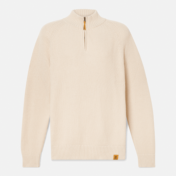 Timberland - Williams River Textured Quarter-Zip Jumper for Men in Beige