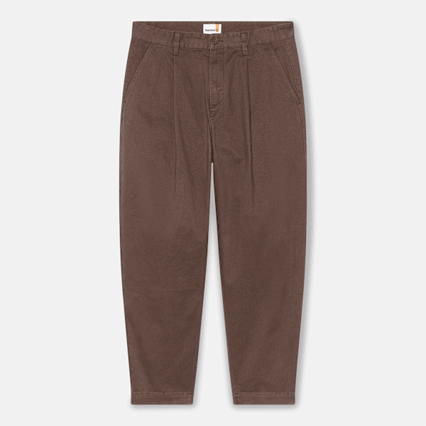 Timberland - Claremont Washed Peached Twill Pleated Trousers for Men in Brown