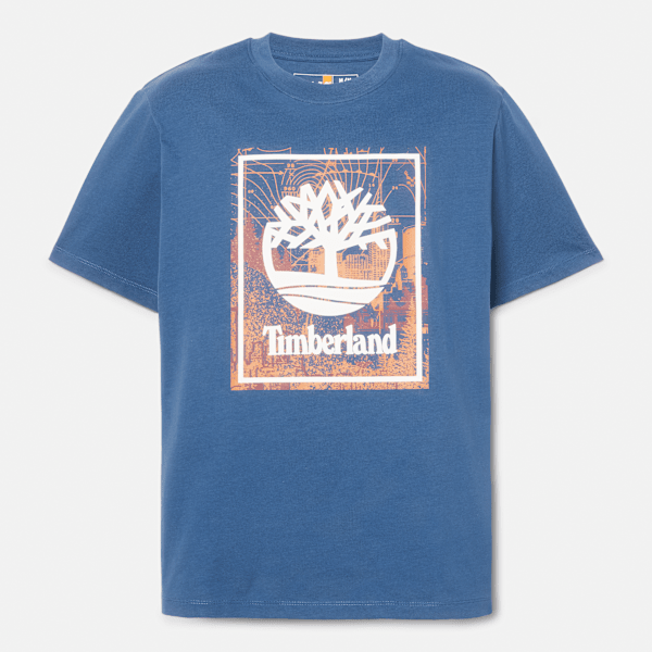 Timberland - Front Seasonal Stack Logo Graphic T-Shirt for Men in Dark Blue
