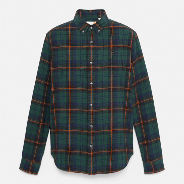 Timberland - Checked Flannel Shirt for Men in Dark Green