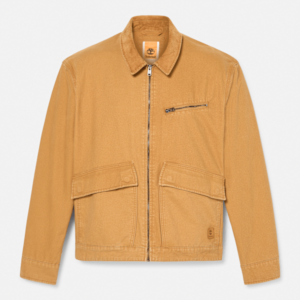Timberland Strafford Washed Canvas Jacket For Men In Yellow,  Size L