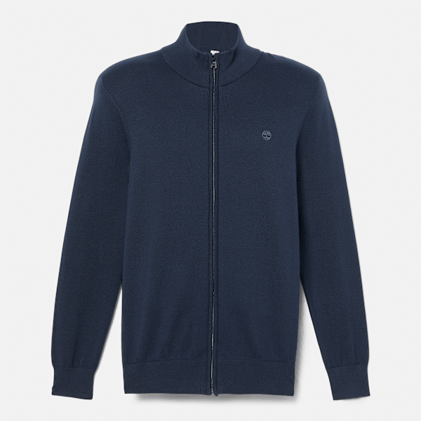 Timberland - Jersey de algodón con cremallera integral Williams River para hombre en azul oscuro