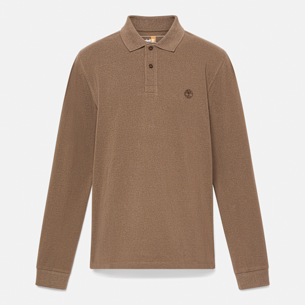 Timberland - Millers River Langarm-Polohemd aus Pikee für Herren in Braun