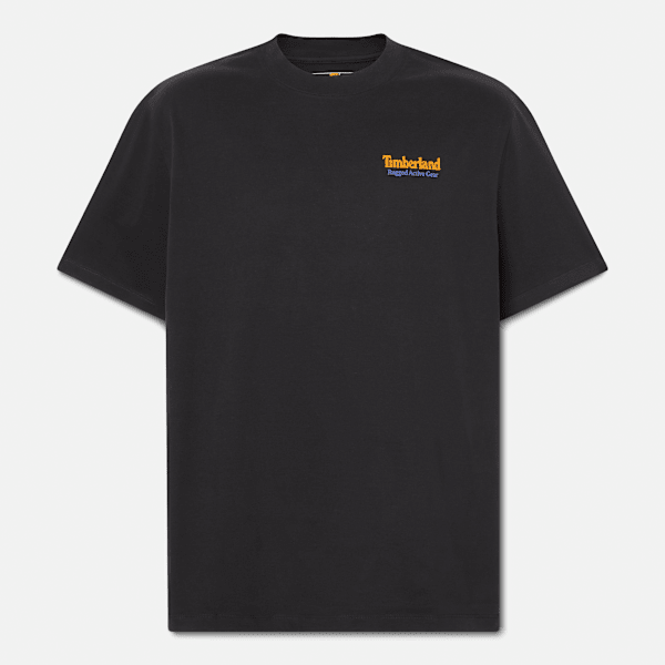 Timberland - Robustes Active Gear T-Shirt mit Grafik am Rücken für Herren in Schwarz/Dunkelgelb