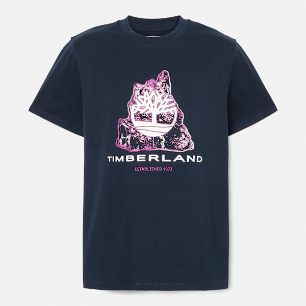Timberland - Camiseta con estampado gráfico del logo del árbol de temporada para hombre en azul oscuro
