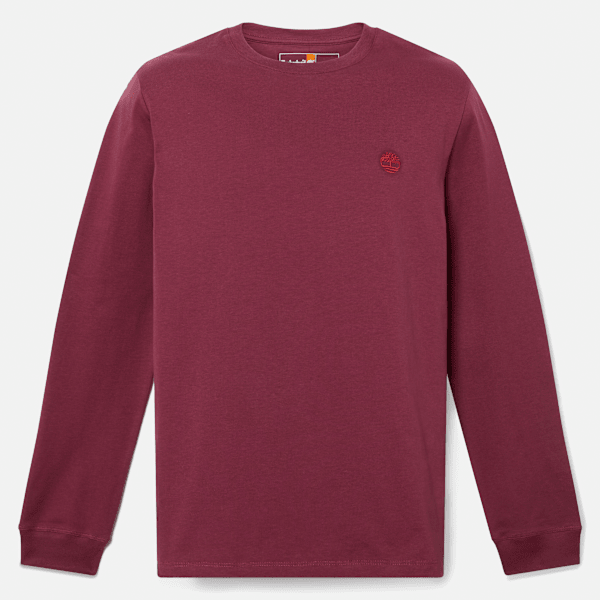 Timberland Bordeaux - T-Shirt A Maniche Lunghe Dunstan River Da Uomo In Uomo, Taglia: M