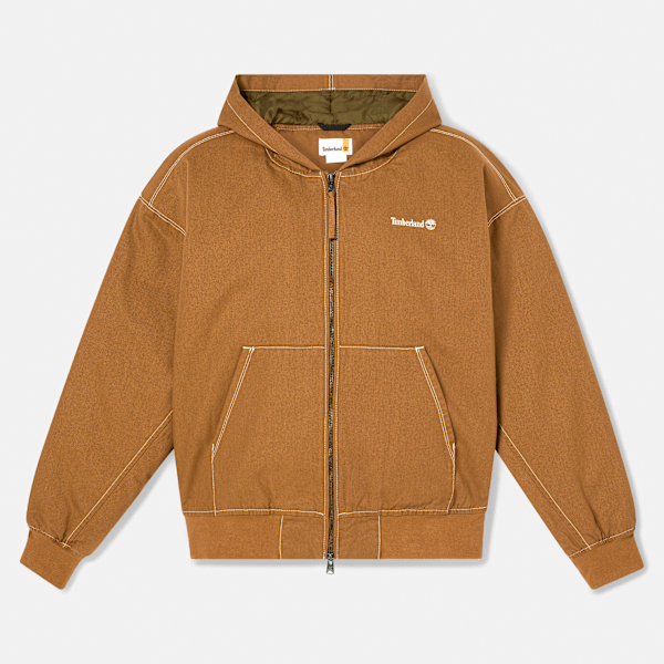Timberland - All Gender Bomberjacke aus gewaschenem Duck-Canvas mit Kapuze in Dunkelgelb