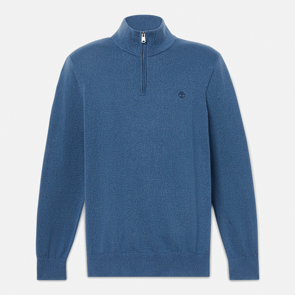 Timberland - Jersey con cremallera de un cuarto Williams River para hombre en azul oscuro