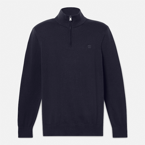 Timberland - Jersey con cremallera de un cuarto Williams River para hombre en azul oscuro