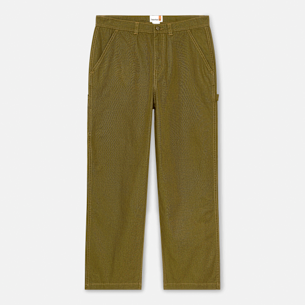 Timberland - Calças de Carpinteiro em Lona Lavada Sem Género em verde-escuro