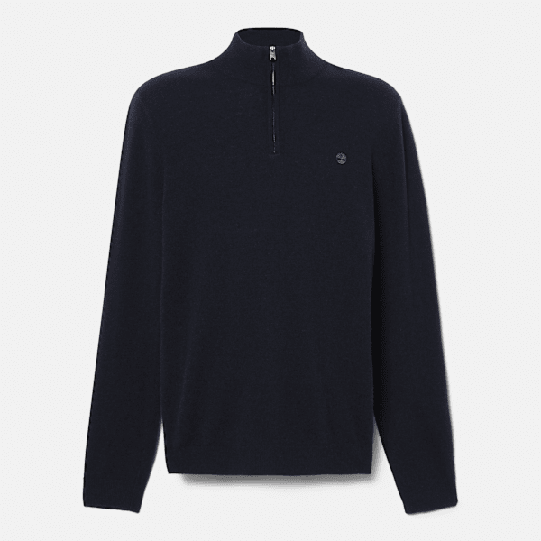 Timberland - Jersey de lana merina con cremallera de 1/4 Cohas Brook para hombre en azul oscuro