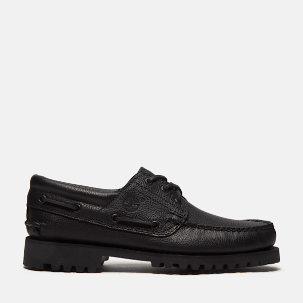 Timberland Authentic 3-Eye Lug Handsewn Boat Shoe For Men In Black Size 9