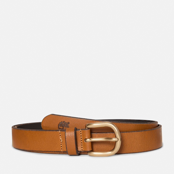 Timberland Baker Island Leather Belt In Brown Size S