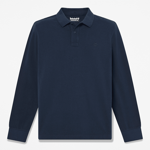 Timberland Polo A Maniche Lunghe Millers River Da Uomo In Blu Scuro, Taglia M