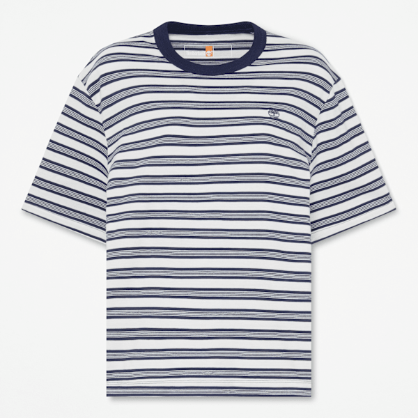 Timberland Striped Short-Sleeve T-Shirt For Women In Dark Blue Size Xl