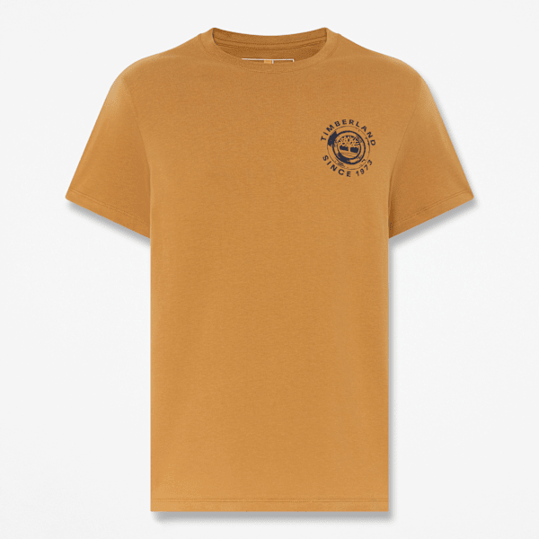 Timberland - All Gender Rugged Logo Textured Short-Sleeve T-Shirt in Yellow