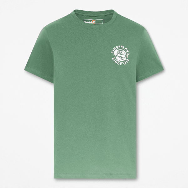 Timberland - All Gender Rugged Logo Textured Short-Sleeve T-Shirt in Dark Green