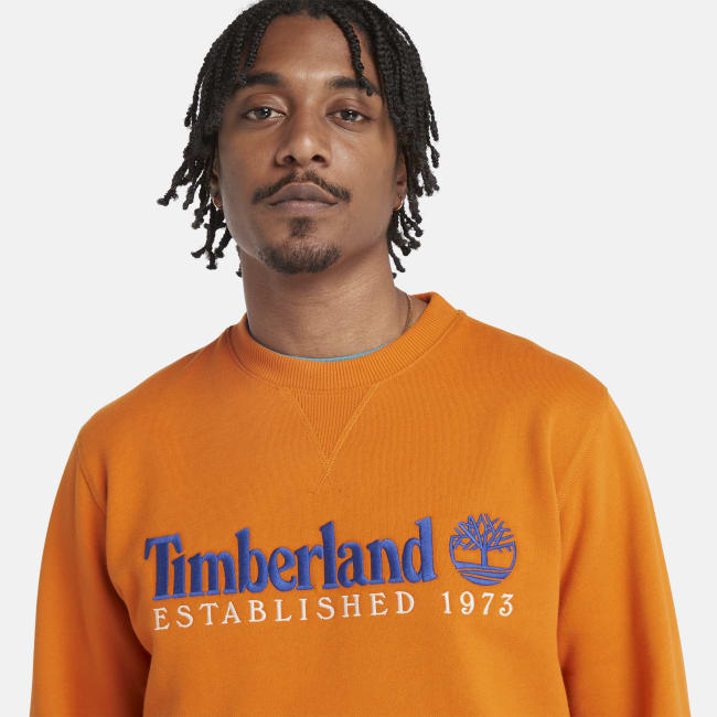 Sudadera De Cuello Redondo Con Logotipo Est 1973 Para Hombre En Naranja