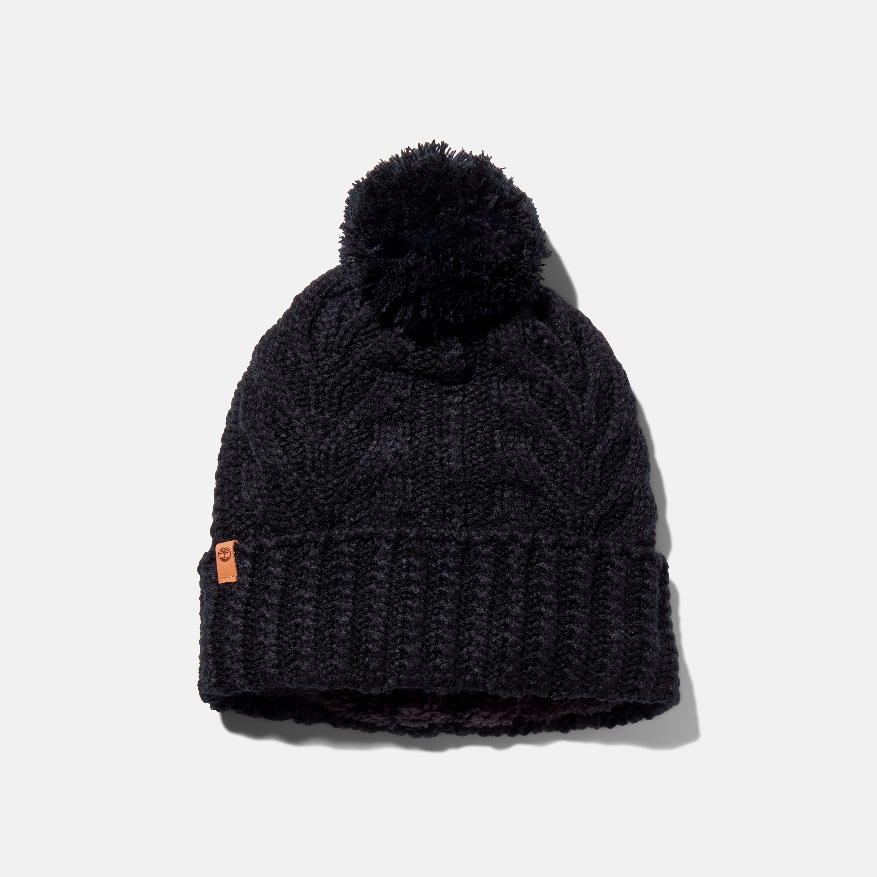 Gorro com Pompom em Entrançado Premium para Mulher em preto