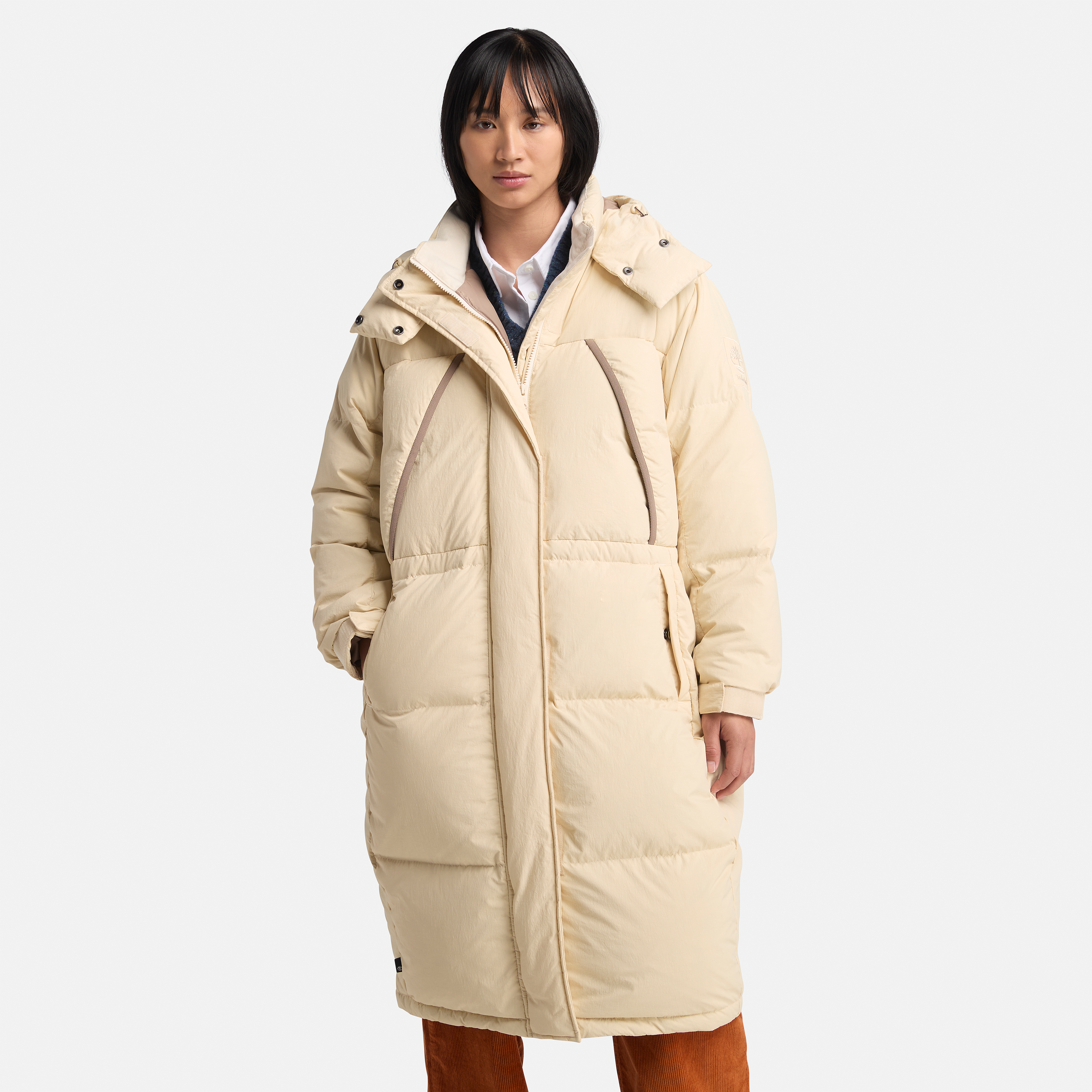 Parka Comprida Acolchoada com Penugem Reciclada Howker para Mulher em bege