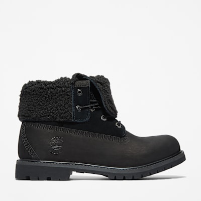 Timberland Warm-Lined Waterproof Roll-Top Boot for Women in Black, Woman, Black