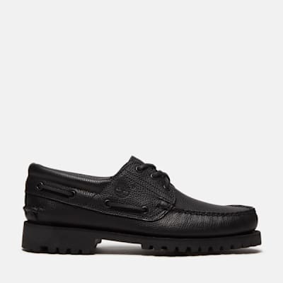 Timberland Authentic 3-Eye Lug Handsewn Boat Shoe for Men in Black, Man, Black