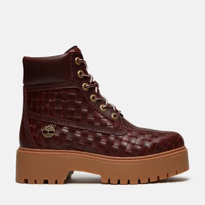 Timberland Stone Street Platform 6-Inch Woven Boot for Women in Burgundy, Woman, Burgundy