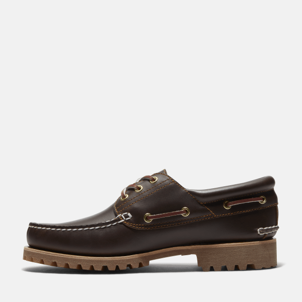Timberland® Authentic 3-Eye Lug Handsewn Boat Shoe for Men in Brown