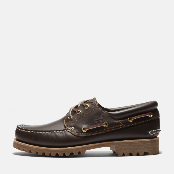 Timberland® Authentic 3-Eye Lug Handsewn Boat Shoe for Men in Brown