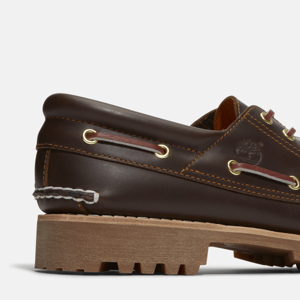 Timberland® Authentic 3-Eye Lug Handsewn Boat Shoe for Men in Brown