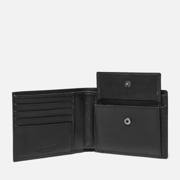 Kennebunk Large Bifold Wallet with Coin Pocket for Men in Black