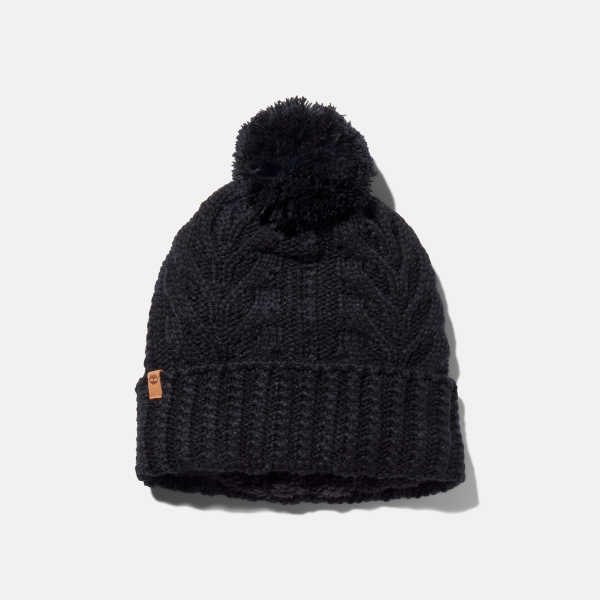 Timberland - Cable Premium Pom Beanie for Women in Black, Woman, Black