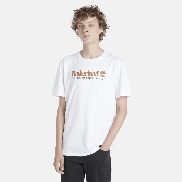Timberland Linear Logo Heren T-shirts - Wit - Maat: L - Katoen Jersey - Foot Locker