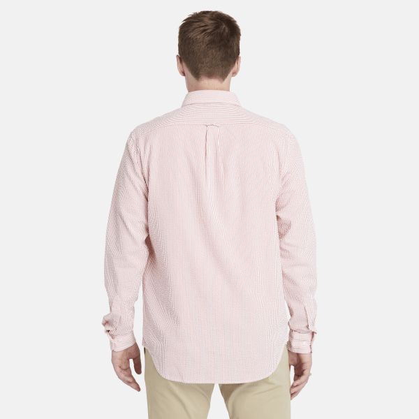 Striped Seersucker Shirt for Men in Pink