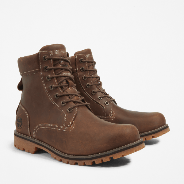 Rugged Mid Lace Up Waterproof Boot for Men in Light Brown