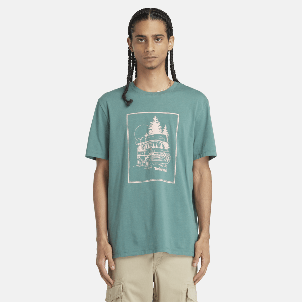 Timberland - Campervan Graphic T-shirt voor heren in groenblauw, Man, groenblauw, Grootte: M