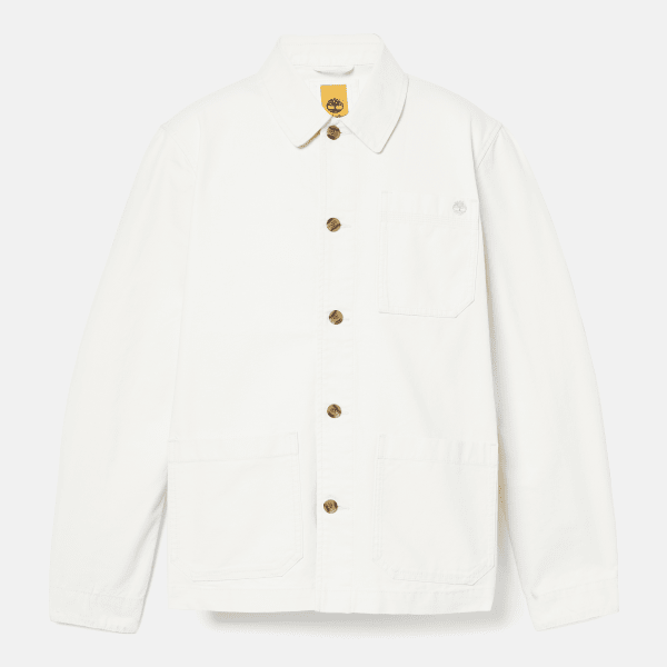 Kempshire Washed Canvas Chore Jacket for Men in White