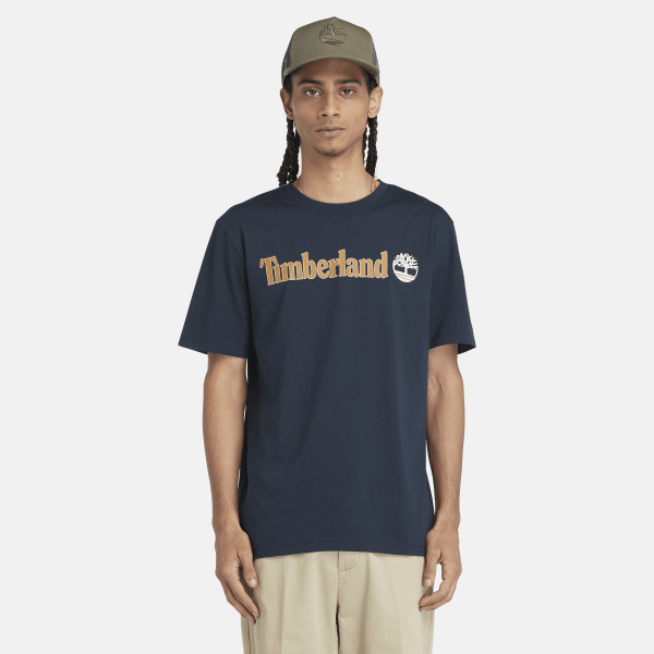 Timberland - Linear Logo Short Sleeve Tee - T-shirt maat XXL, blauw