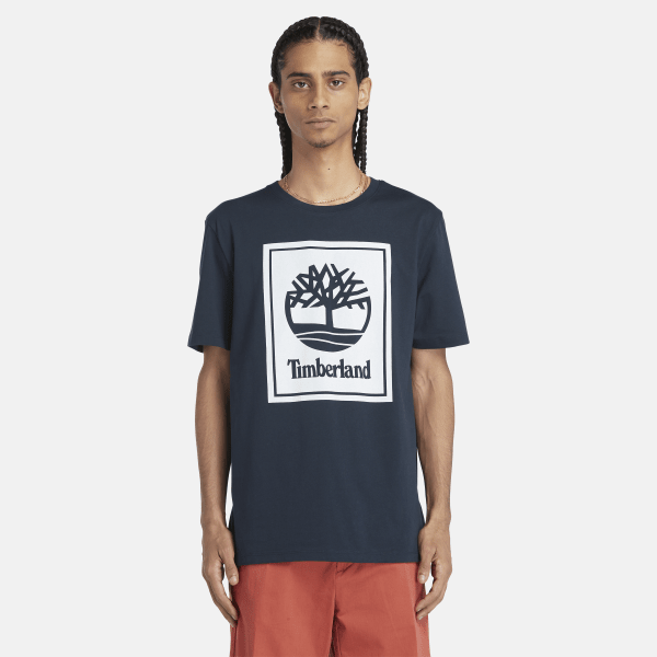 Timberland - T-shirt met korte mouwen en gelaagd logo voor heren in donkerblauw, Man, blauw, Grootte: 3XL