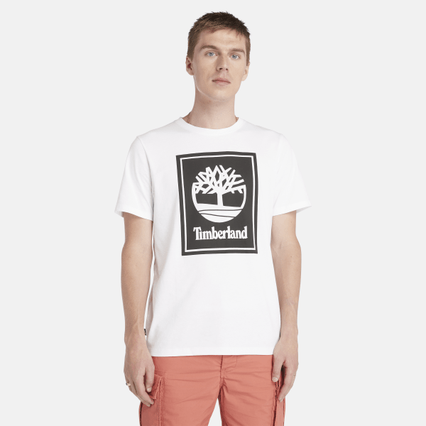 Timberland Stack Logo T-Shirts op kleur wit, Maat 3XL