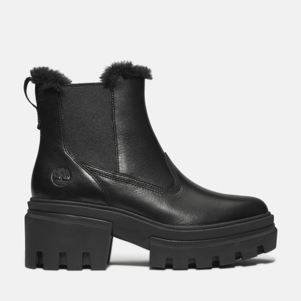 Timberland Everleigh Warm Lined Chelsea Boot Voor Dames In Zwart Zwart, Grootte 41.5