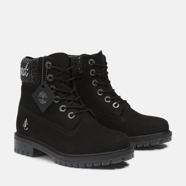 Jimmy Choo x Timberland® Inch Crystal-Collar Boot for Women in Black