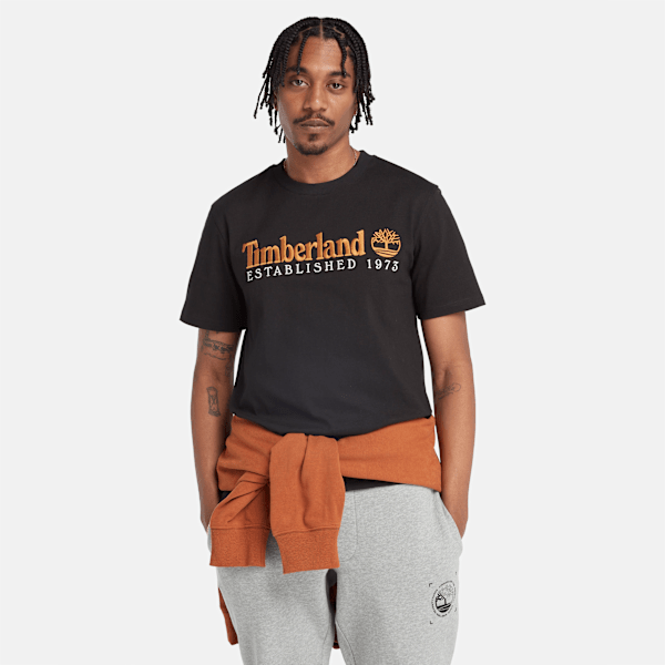 Timberland - T-shirt met 'Established 1973'-borduursel voor heren in zwart, Man, zwart, Grootte: L