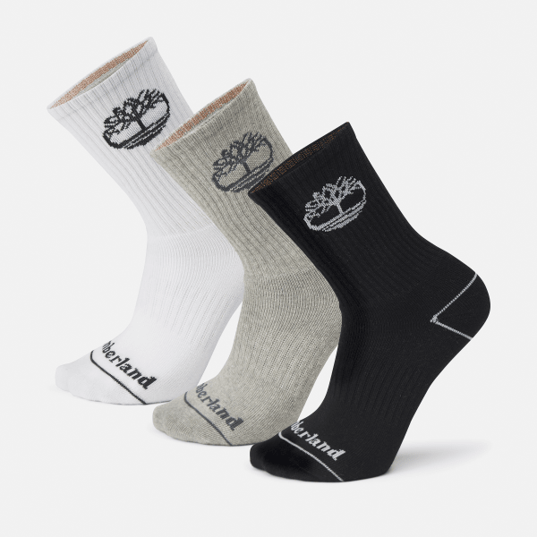 Timberland - All Gender 3 Pack Bowden Crew Socks in Multi-coloured, Multi, Size: M