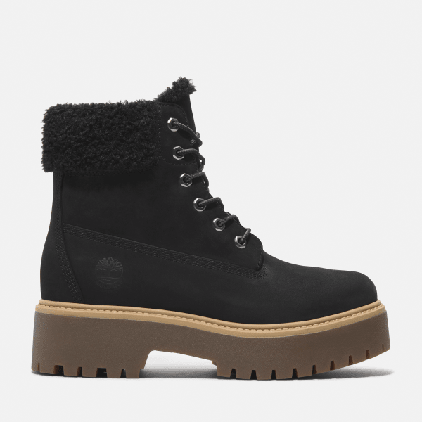 Timberland - Stone Street halfhoge boot met warme voering voor dames in zwart, Vrouw, zwart, Grootte: 38.5