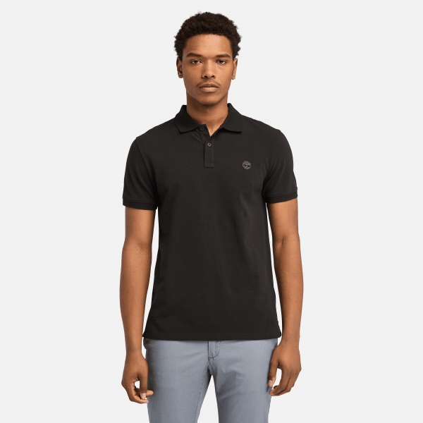 Timberland - Oyster River Polo met logo en korte mouwen (slimfit) voor heren in zwart, Man, zwart, Grootte: XL