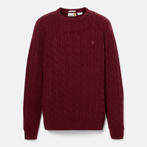 Phillips Brook Cable Crew Neck Jumper for Men in Dark Red